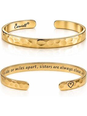 Meaningful Engraved Cuff Bracelet for Women – 100+ Messages – Stainless Steel